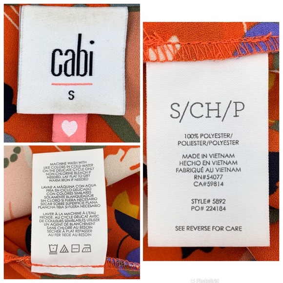 Cabi Replay Top # 5892, Flower Toss Patterned Cap Sleeve V-neck Blouse, Small - Picture 16 of 16